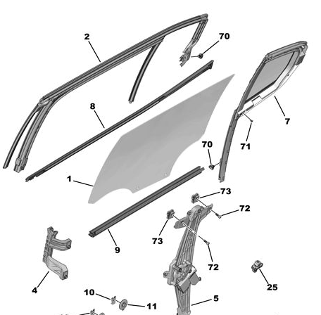 RASCHIAVETRO INTERNO PORTA POSTERIORE DESTRA CITROEN C5 AIRCROSS COD. 9816903580