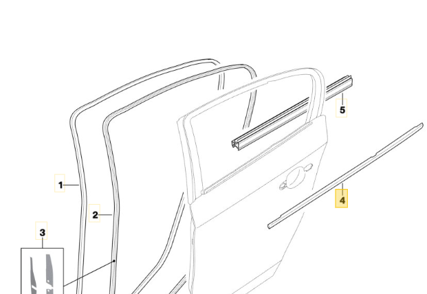 RASCHIAVETRO ESTERNO PORTA POSTERIORE SINISTRO BMW SERIE E  E90 COD. 51347060249