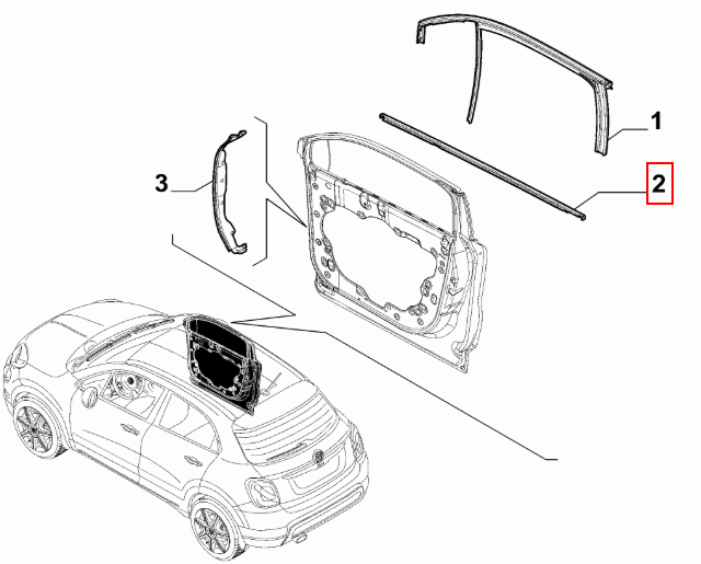 GUARNIZIONE RASCHIAVETRO PORTA ANT. SINISTRA ORIGINALE FIAT 500X  COD. 51937061