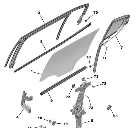 RASCHIAVETRO INTERNO PORTA POST. SINISTRA CITROEN C5 AIRCROSS COD. 9816903780
