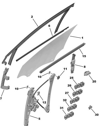 RASCHIAVETRO INT. PORTA ANT. SX PEUGEOT 3008 5008 CITROEN C5 AIRCROSS 9811573180