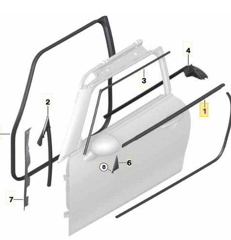MODANATURA CROMATA PORTA ANT. SINISTRA ORIGINALE MINI 3 PORTE COD. 51337299991