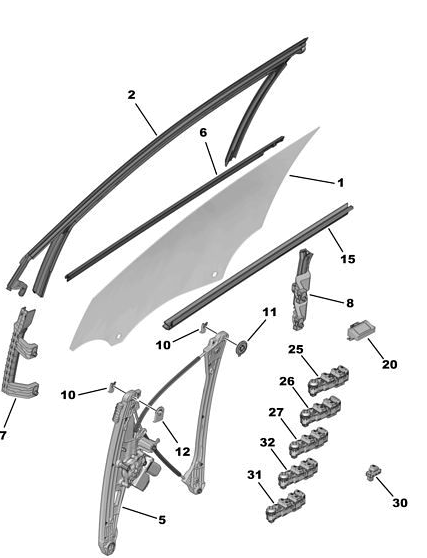 RASCHIAVETRO INTERNO PORTA ANTERIORE DESTRA CITROEN C5 AIRCROSS COD. 9811247180