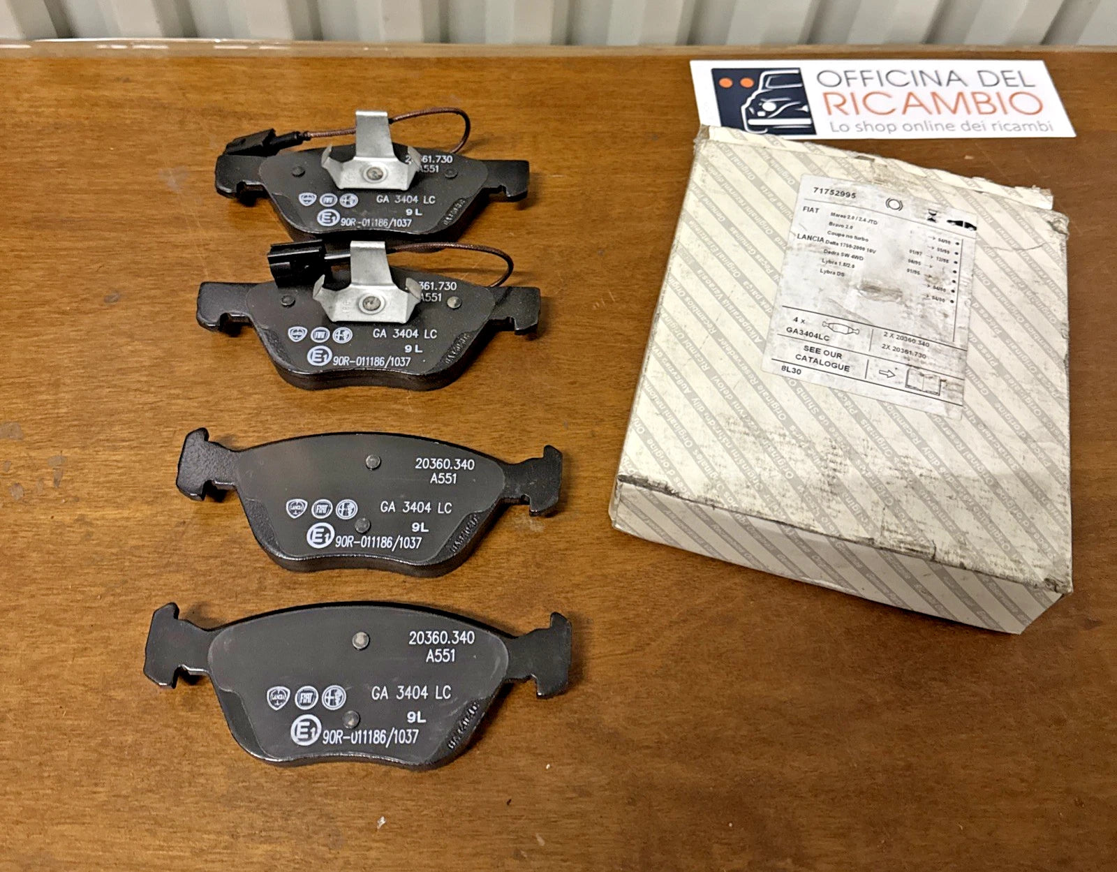 KIT PASTIGLIE FRENO ANTERIORI ORIGINALI FIAT - ALFA ROMEO - LANCIA COD. 71752995